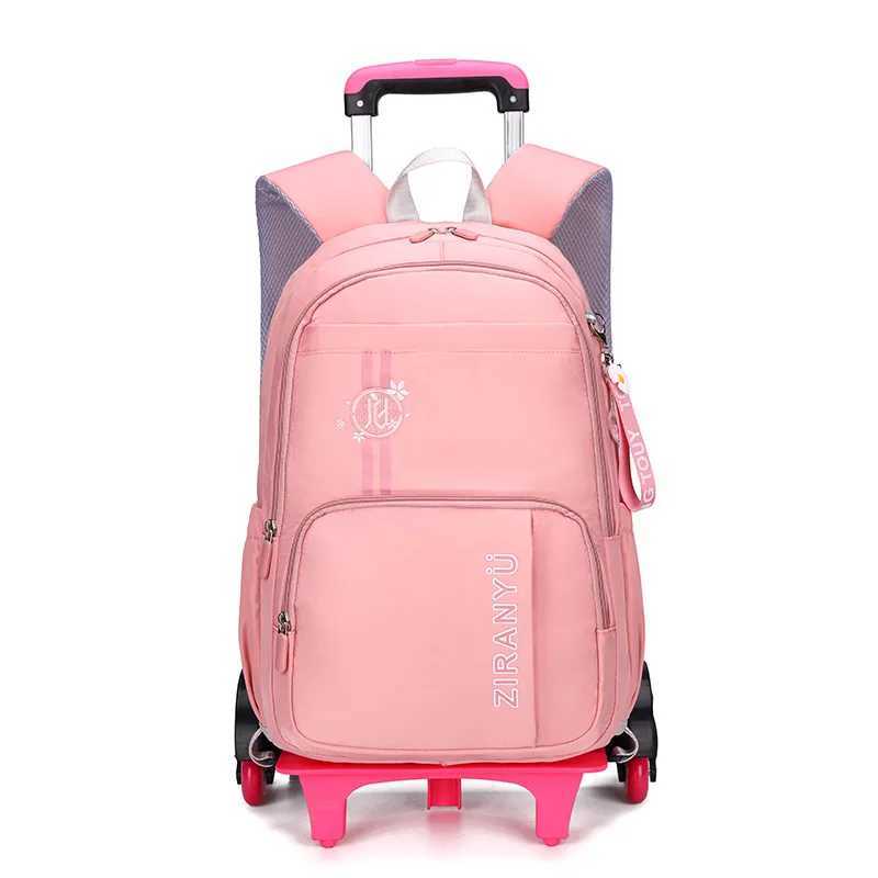 NEW CuteStudent School bag Rolling Backpack kids Trolley bag girl school backpack Large-capacity child waterproof wheeled bag Y240820