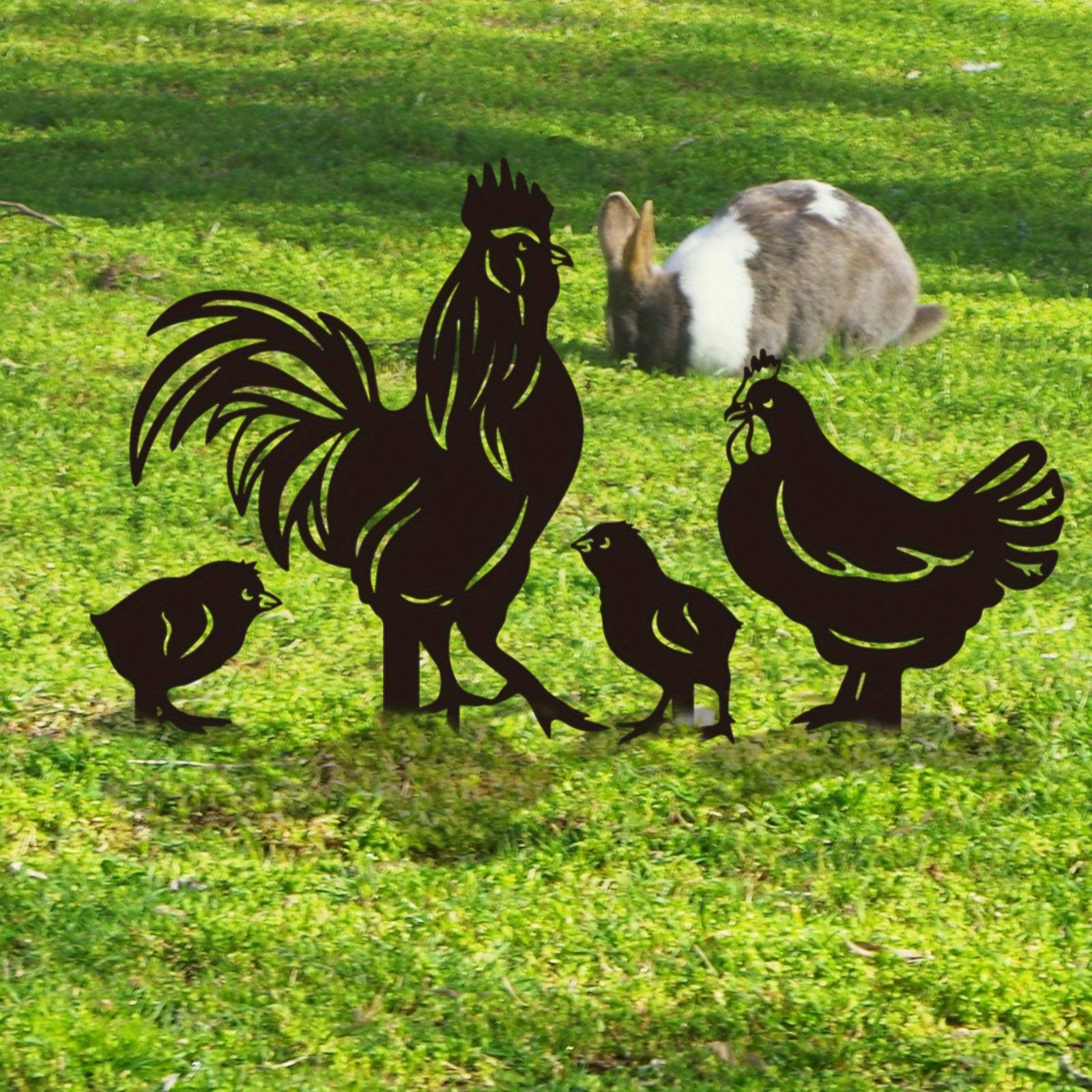 Metal Black Chicken Home Garden Decorations Animals Garden Decor Metal Garden Art