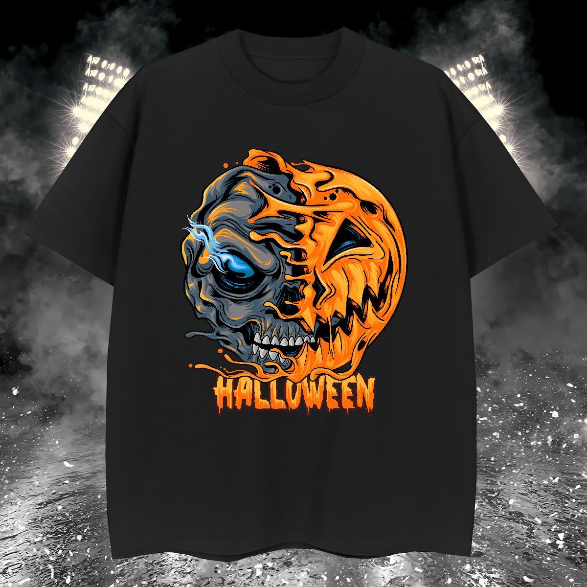 Cool Design Man T Shirts pumpkin O Neck Short Sleeves Street Custom Printing 100% Cotton 230g Men Tshirts Fashion Designer Clothes