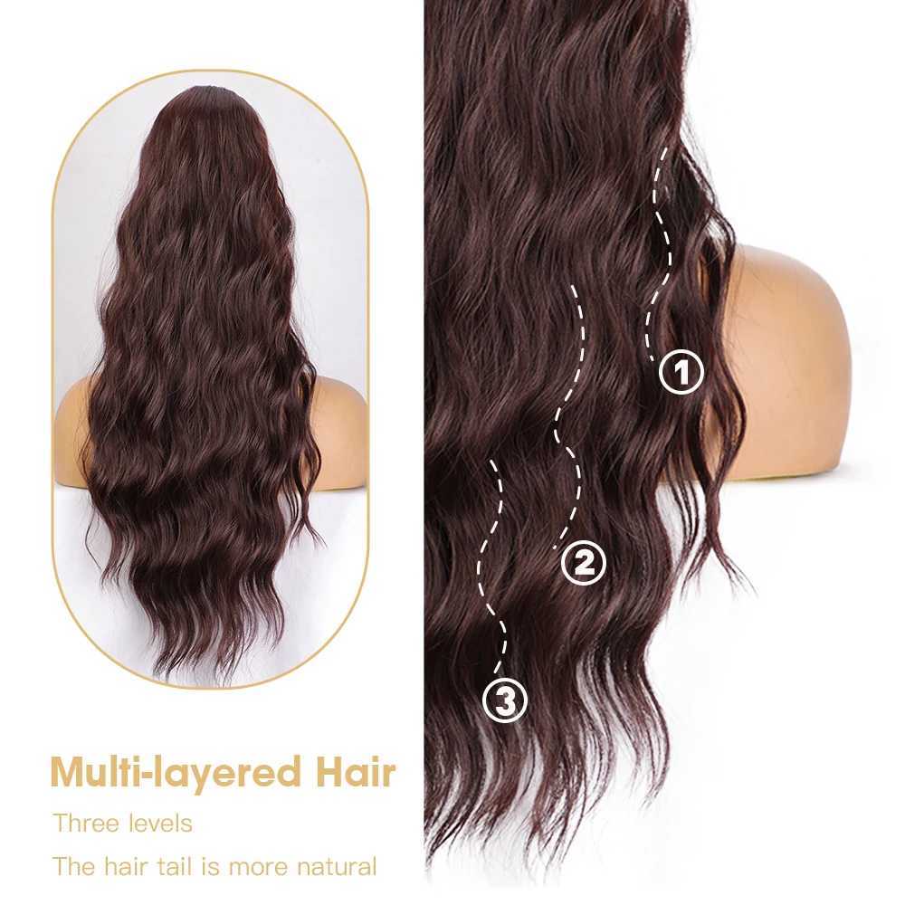 I am a Wig with long wavy hair extensions suitable for women wrapped in clips ponytail hair extensions hot Reistan W240817