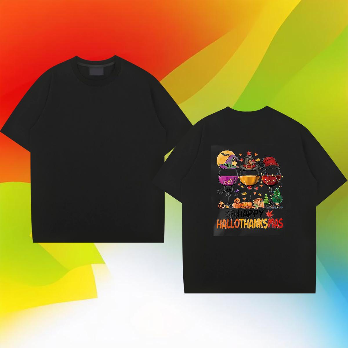 Designer Fashion Couples T Shirts pumpkin Home Outdoor 230g 100% Cotton Polos Round Neck Short Sleeve Brand Man T Shirts Black Oversized