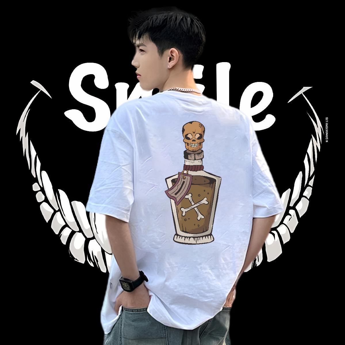 Designer Men Tshirts bottle Sport 230g 100% Cotton Polos Breathable Crew Neck Popular T Shirt For Man Black White