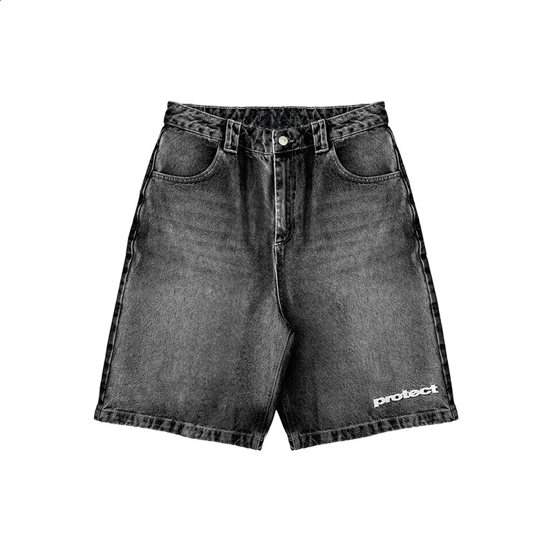 Summer Denim Shorts American Retro Y2K Street Jeans Mens Gothic Punk Casual Harajuku Clothing 240819