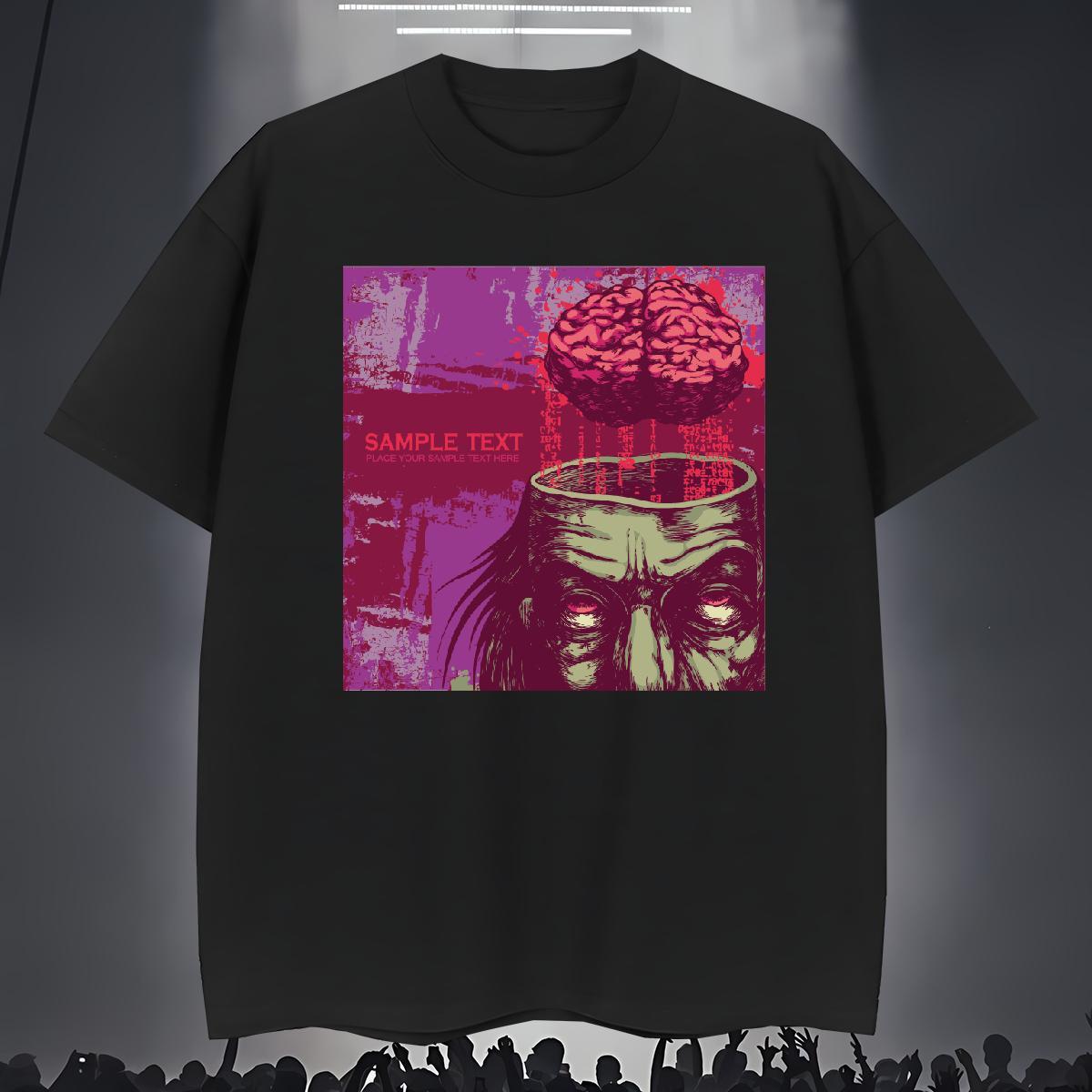 T Shirt For Man 100% Cotton 230g scary Hip Hop Short Sleeve O-Neck Custom Printed Men Tshirts Fashion Casual Classic Tee Shirt