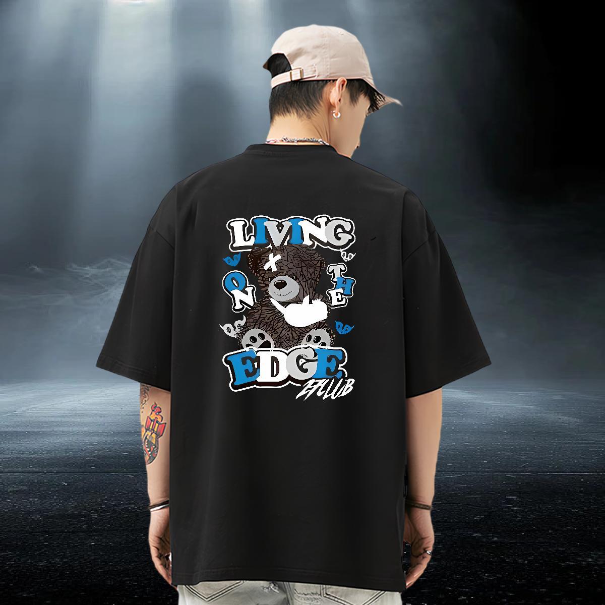 Customized Men Tees bear Daily Outfit 230g 100% Cotton Wear Breathable Crew Neck Soft T Shirts Men Cartoon Printing L-4XL