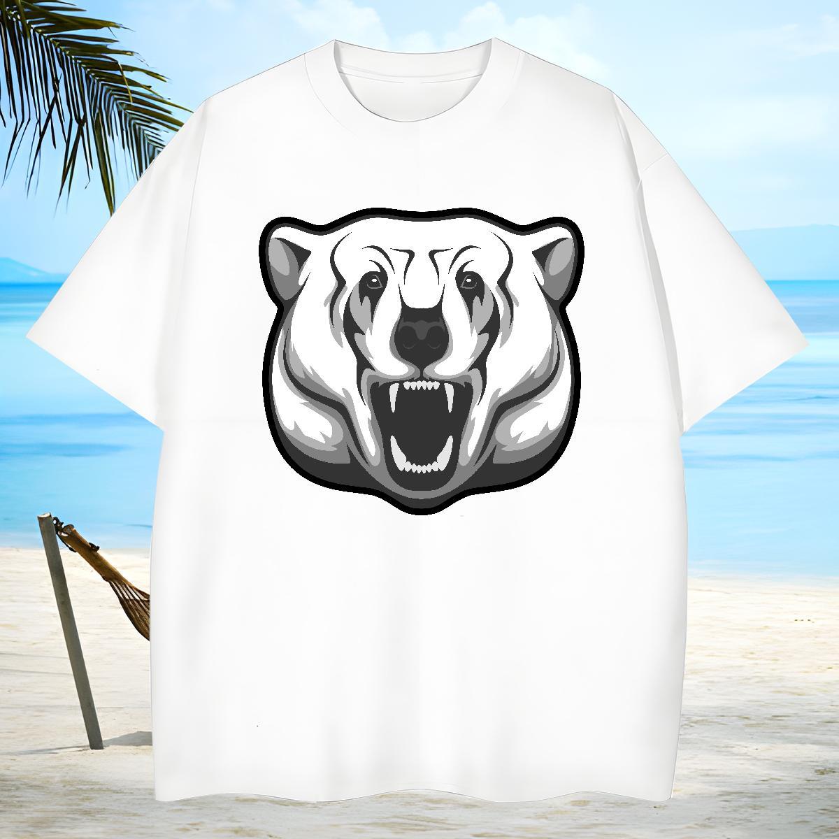 Unisex Mens T Shirts bear Round Neck Short Sleeve Spring Summer Customized 230g Cotton Tshirts New Designer Tee Shirt