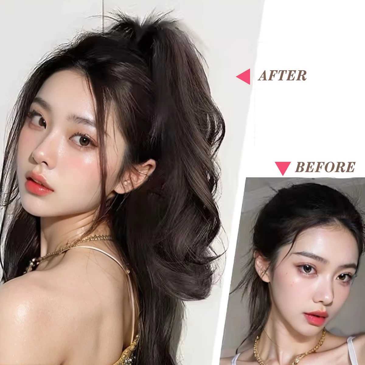 Synthetic clip waterfall curls ponytail natural curls clip womens ponytail wig accessories hair W240817
