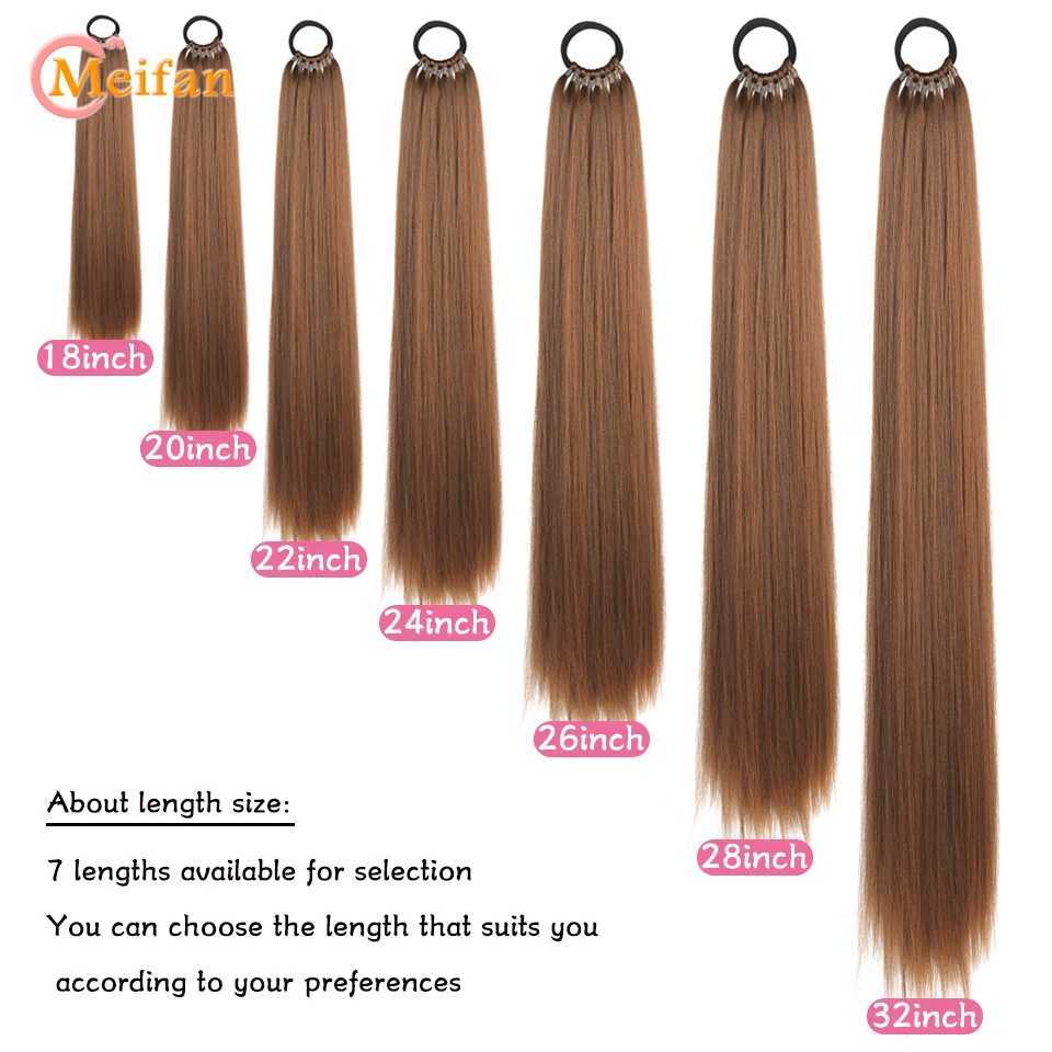MEIFAN long straight ponytail wig synthetic hair extension 18-32 inches elastic band ponytail natural fake female hair W240817