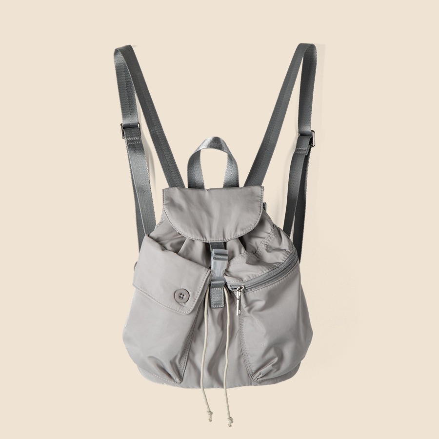 Nylon fabric simple and versatile drawstring backpack for travel, large capacity casual backpack, women's high-end feel, ins style