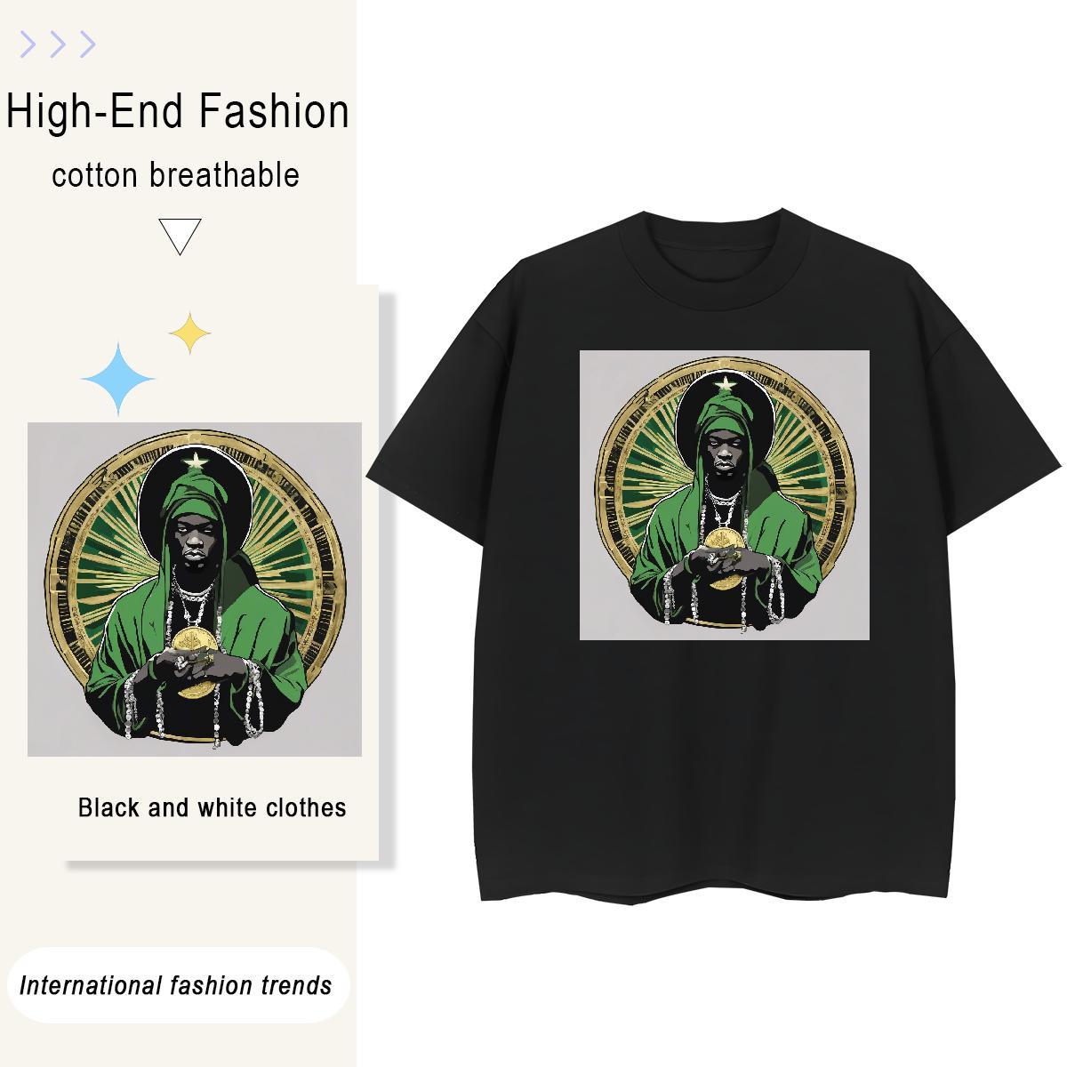 Loose Fit cash 100% Cotton 230g Tshirts Sports Casual Breathable Short Sleeve T shirt New Designer Cartoon Printing L-4XL Tees