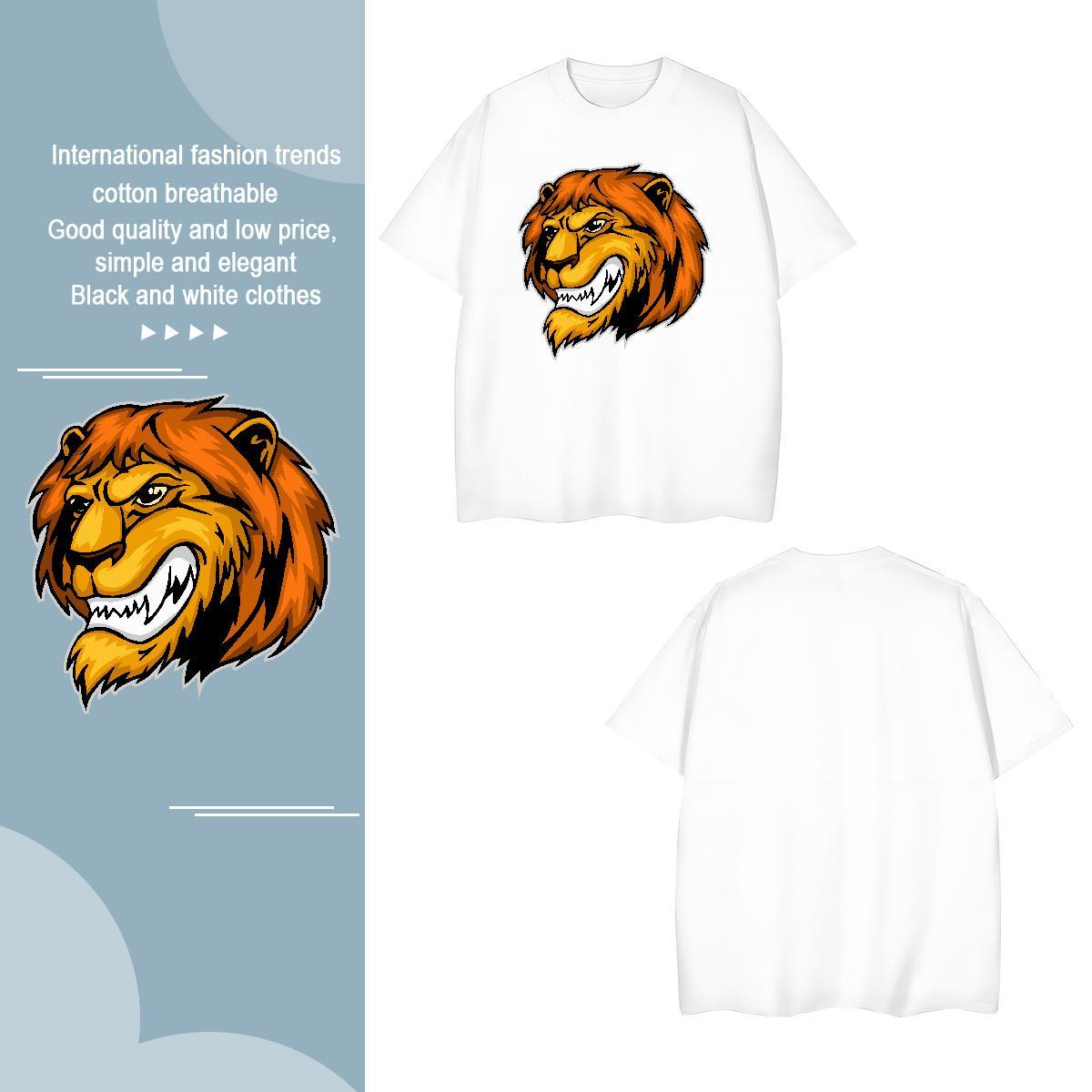 Designer T-Shirts for Men lion Breathable Short Sleeve High Street Hip Hop Black White 100% Cotton 230g Mens Tshirts Fashion Design Wear