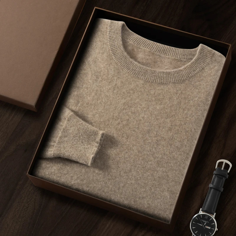ZOCEPT High Quality 100% Cashmere Mens Sweater Winter Basic Round Neck Casual Soft Long Sleeve Jumping Knitted Pulling Flower 240819