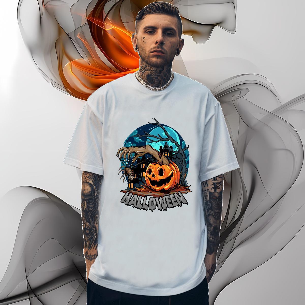 Unisex Man T Shirts pumpkin Breathable Crew Neck Hip Hop Street Custom Print Plus Size 230g Pure Cotton Mens Tshirts Fashion Design Polos