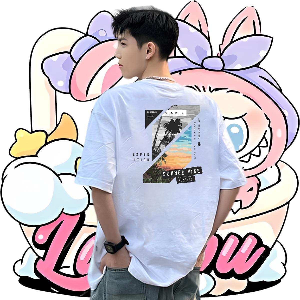 Custom Couples T Shirts tree Street Casual 230g Cotton Clothes Breathable Loose Mens T Shirts Graphic