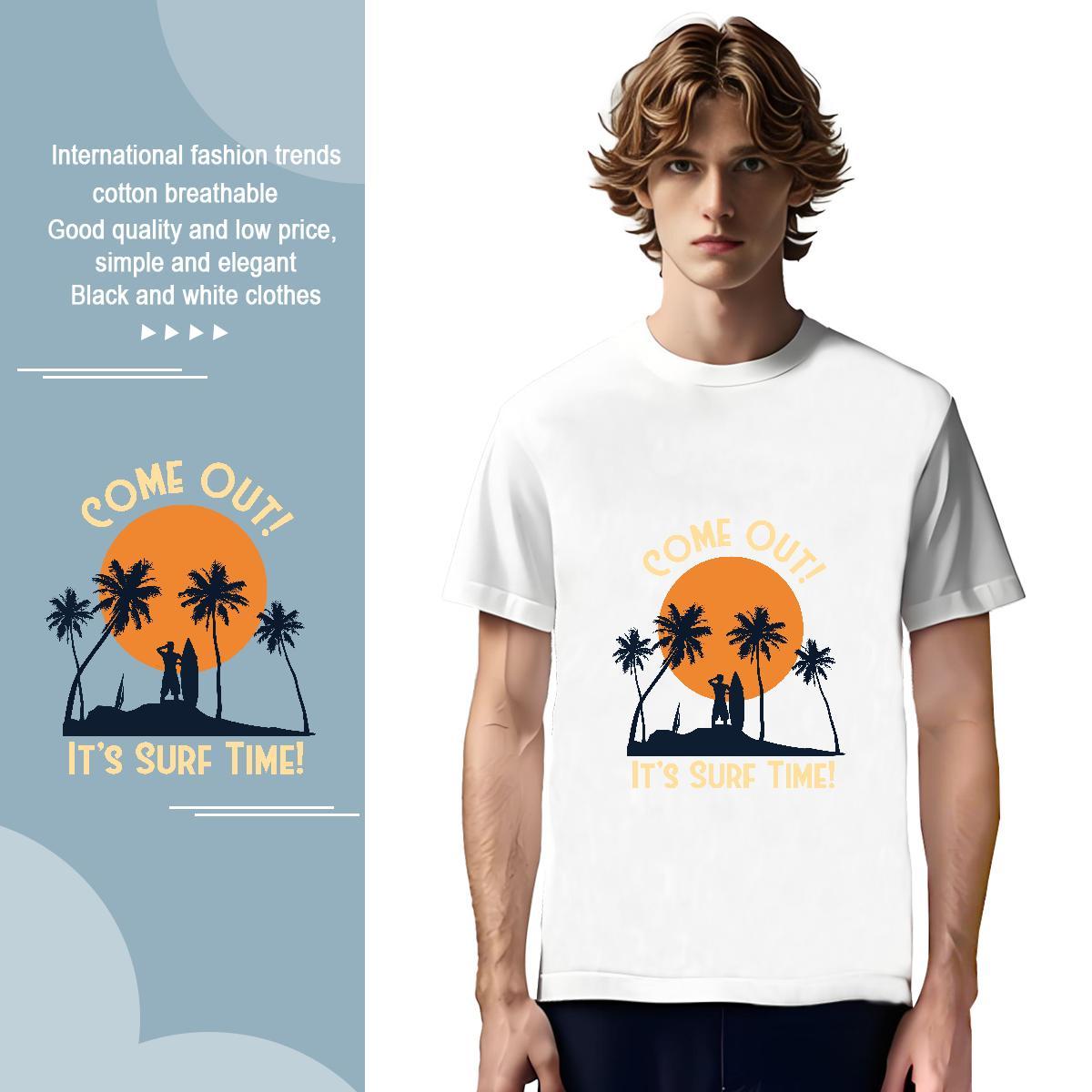 High Quality sun 230g 100% Cotton Men Clothes T-Shirt Daily Outfit Breathable T shirt Fashion Custom Anime Tops