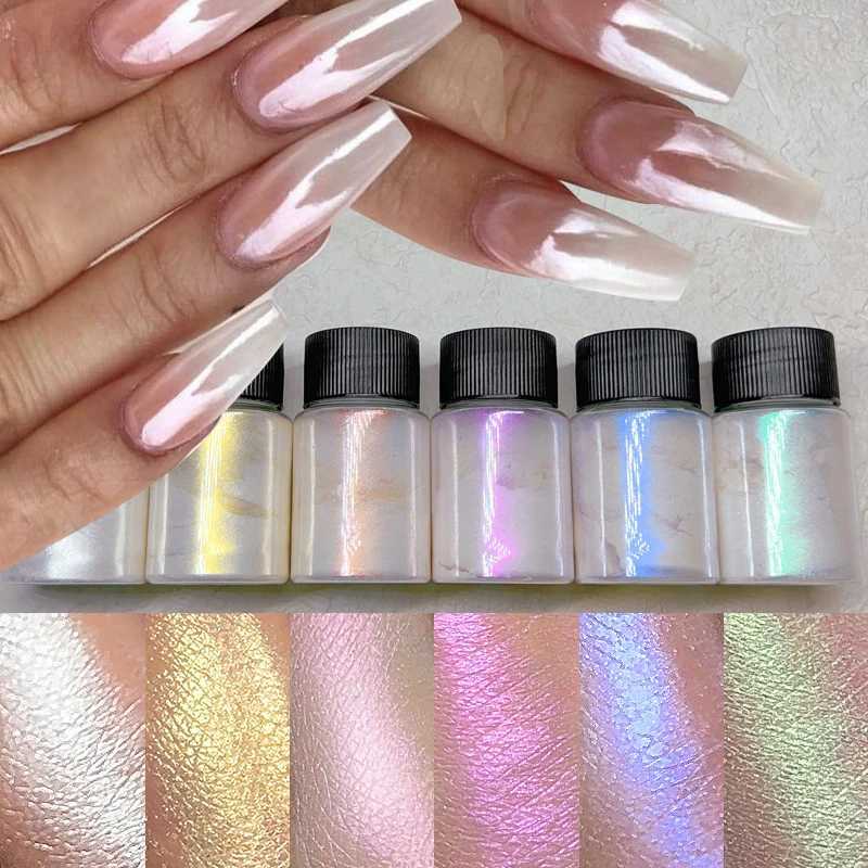 5g/10g Box Aurora Nail Powder Pearl Nail Glitter Neon Pigment Dust Effect Chrome Nail Art AB Color Dipping Powder Decoration DIYXJ240815