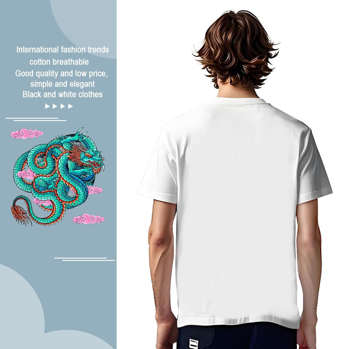 T-Shirts for Men 230g Cotton dragon Summer Casual Short Sleeve Soft Customized Men Tees Designer Fashion High Quality Tshirts