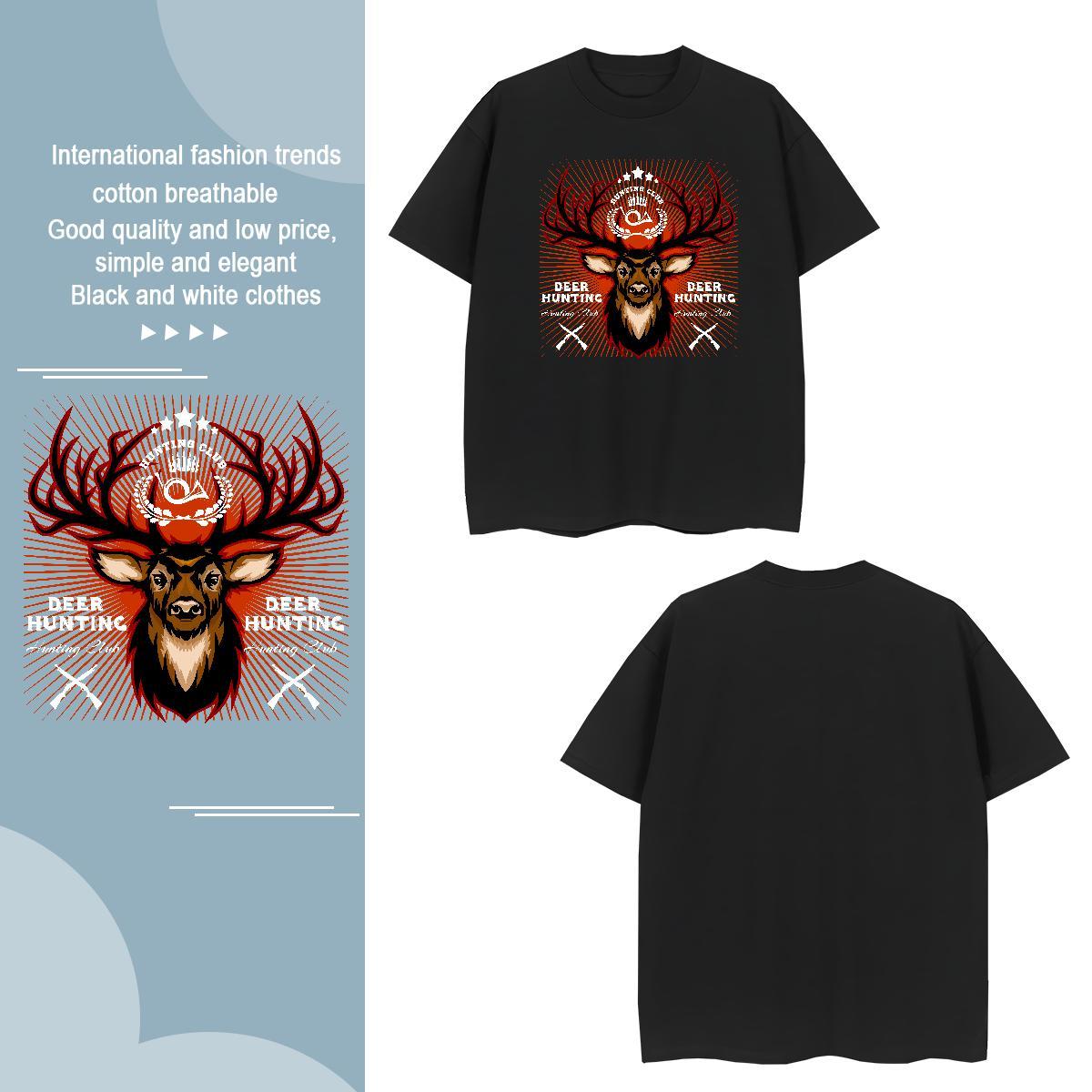 Loose Fit Man T Shirts deer Breathable Crew Neck Street Wear White Plus Size 100% Cotton 230g Men Tshirts New Arrival Polos