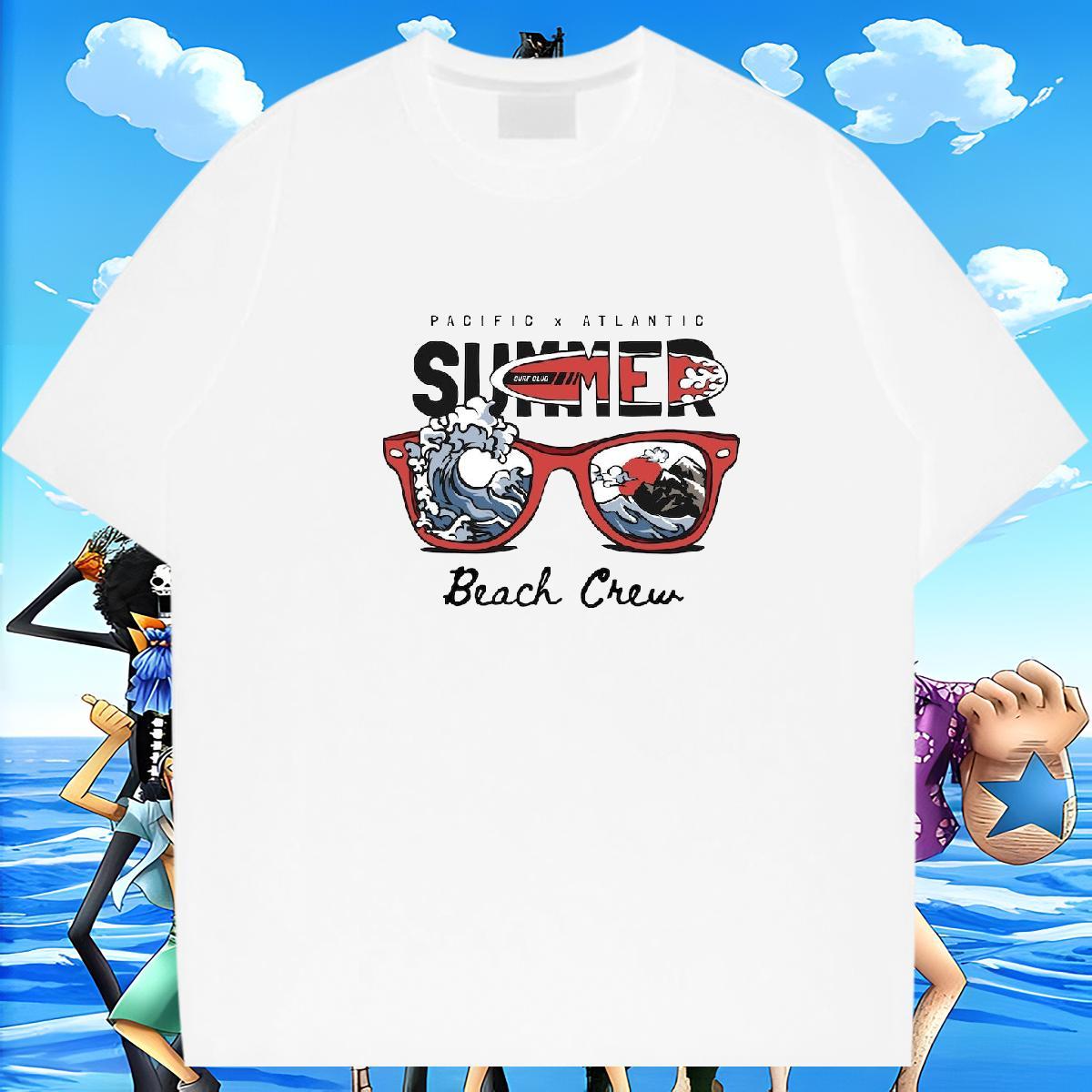 Loose Tshirt for Man Woman Hip Hop 230g 100% Cotton Plus Size Cartoon Short Sleeve Soft sea wave T-Shirts for Men Fashion Design Tees Shirts