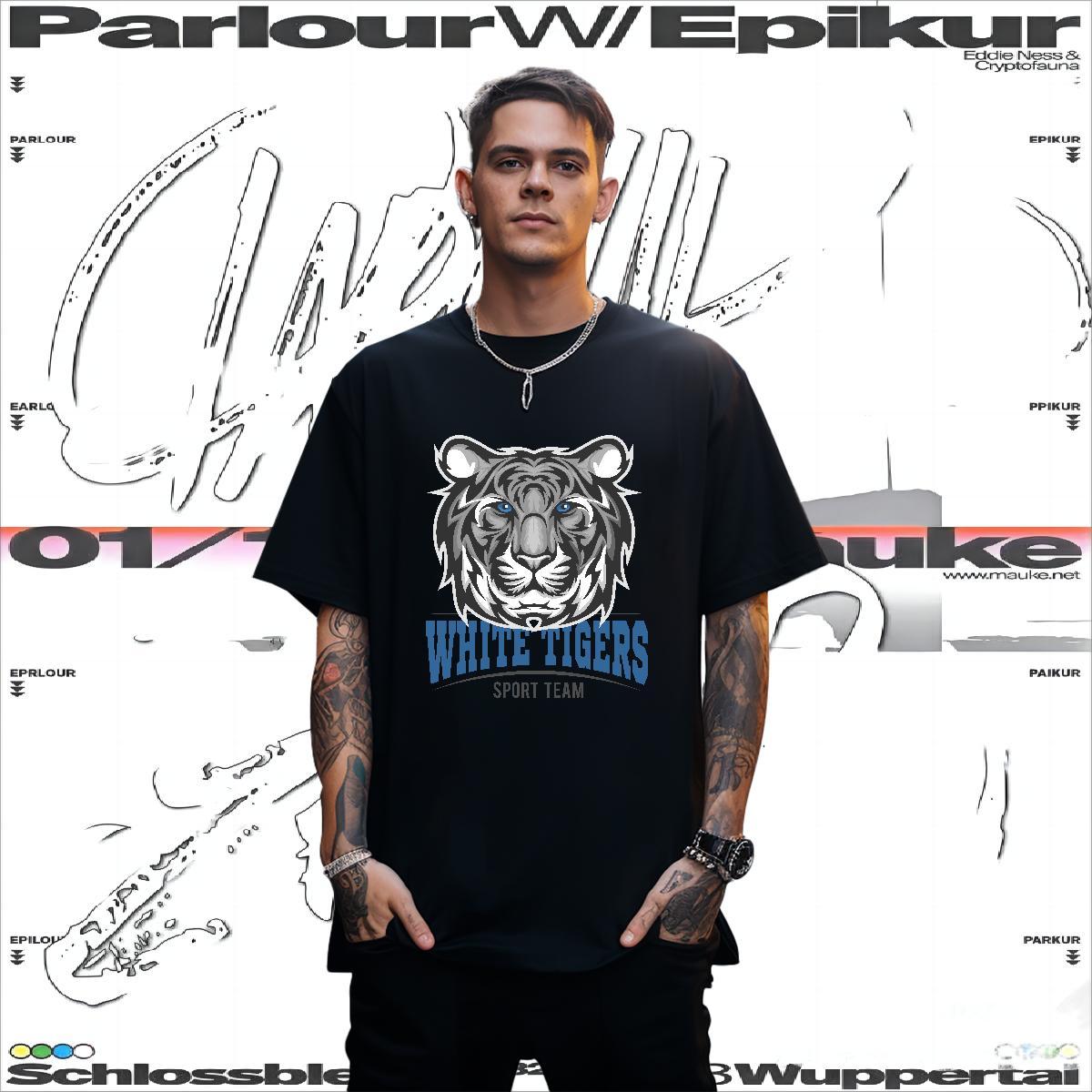 Fashion New Men Tops Tees tiger Spring Summer 230g 100% Cotton Clothings O-Neck Short Sleeve Soft Men T Shirts Black Oversized