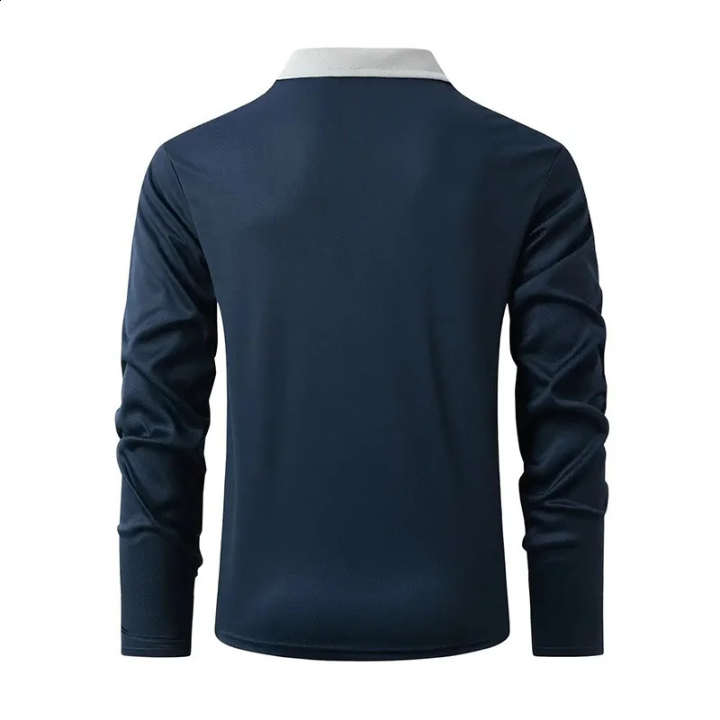 Spring and Autumn Mens Long sleeved Polo Shirt Leisure Fashion Classic V-neck Polo Shirt European and American Large Sizes 240820