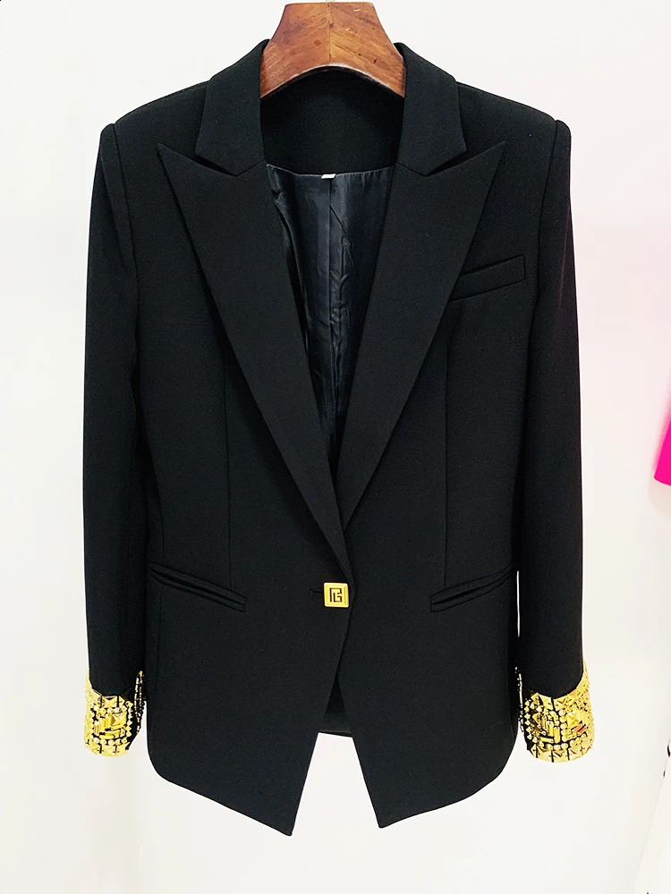 HIGH STREET est Fashion ner Jacket Womens Slim Sleeves Beaded Single Button 240819