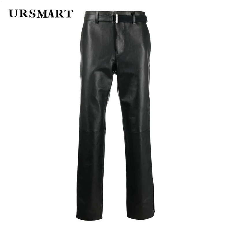 Mens Fashion Black Leather Pants SpringSummer Product UK Customized Sheepskin 240819
