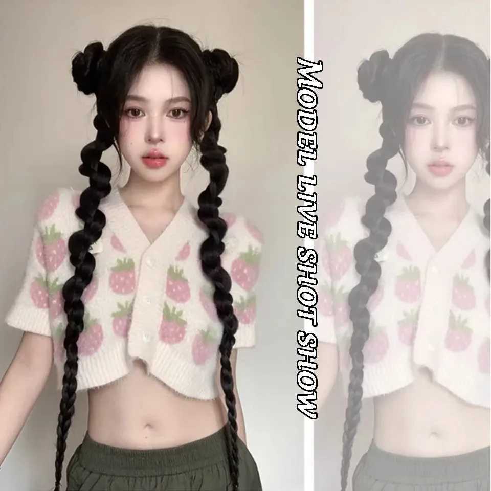 EASTSECRET wig ponytail female internet celebrity twisted brain sweet and spicy girl boxing brain circulation style double long brain W240817
