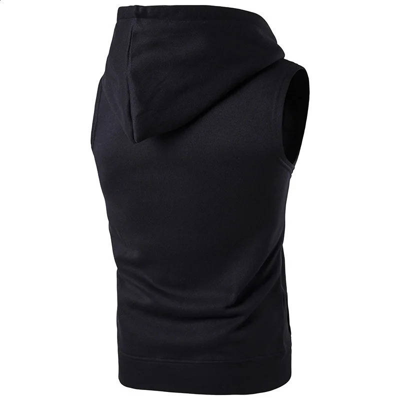 Mens Hoodie Zippered Pocket Sleeveless Tank Top Coat Clothing 240819