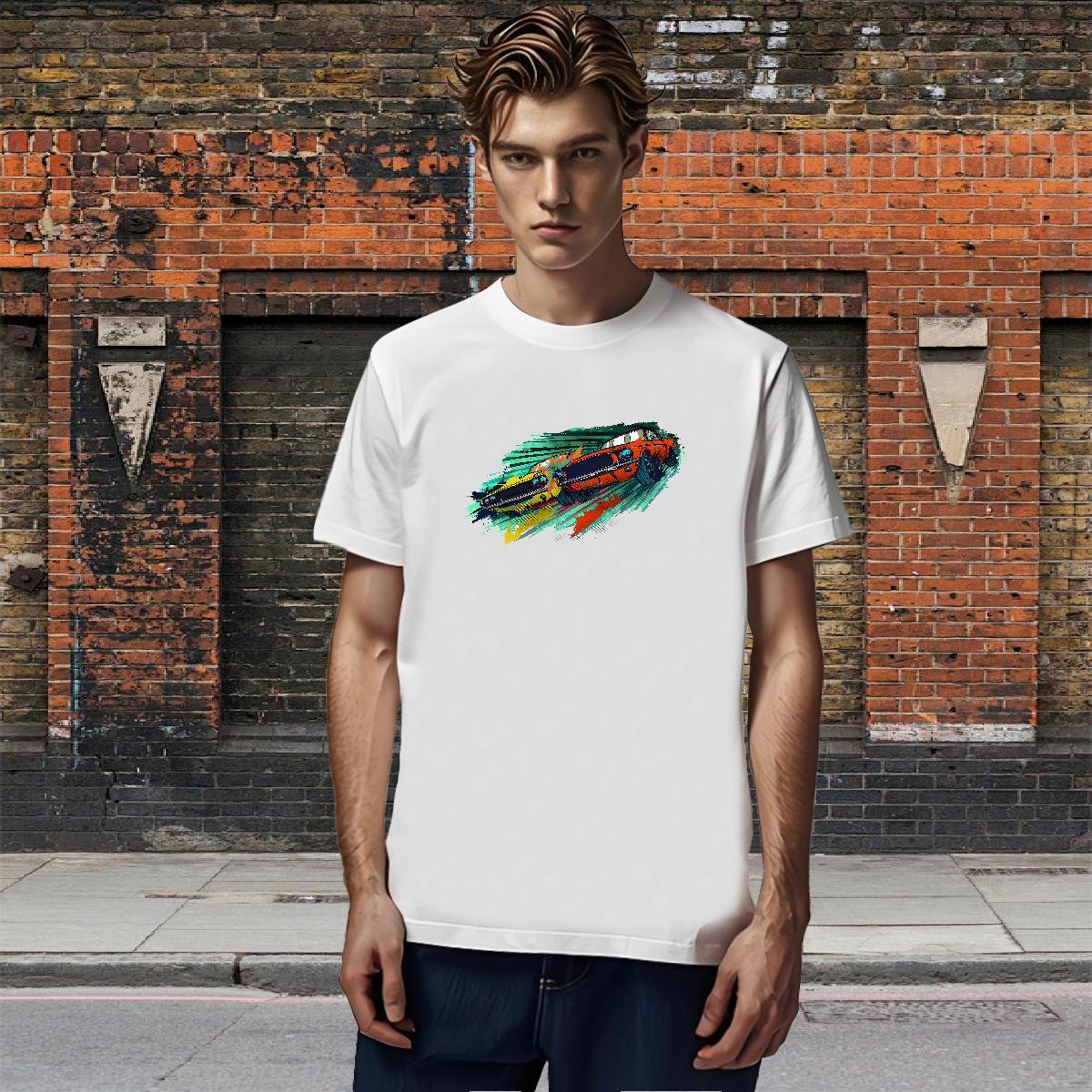 Cool Design Men Clothes T-Shirt Anime Printing Street 230g Pure Cotton DIY Printed Breathable Crew Neck car T-Shirts Wholesale Tees Shirts