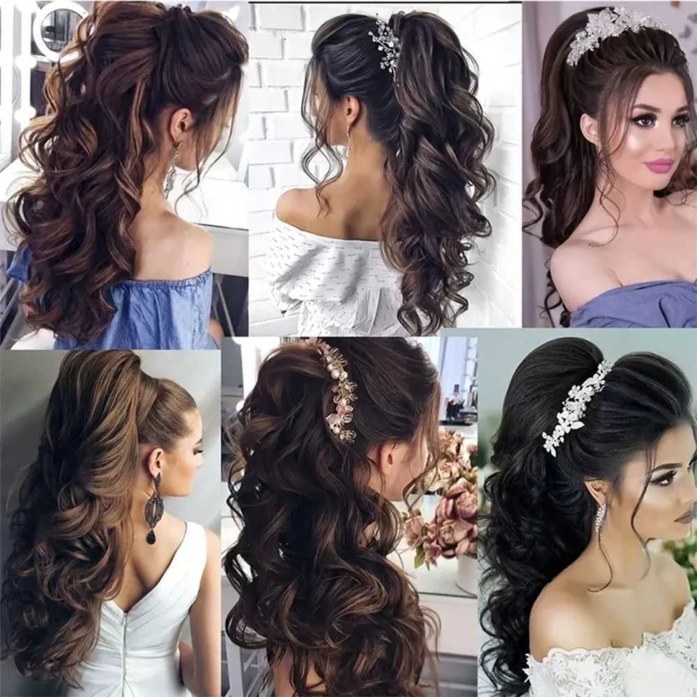 Body Wave Claw Clip Ponytail Synthetic Hair Extension Wig Curl 22 inch Long Hair Fake Braid Add Volume Female Daily Use W240817