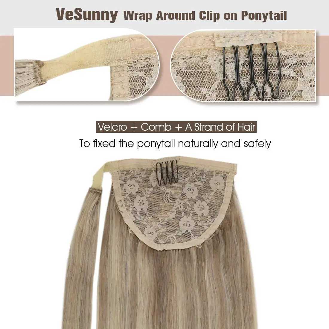 VeSunny ponytail human hair 14-22 high gloss ponytail extension 100% real human ponytail hair extension 80g/set female W240817