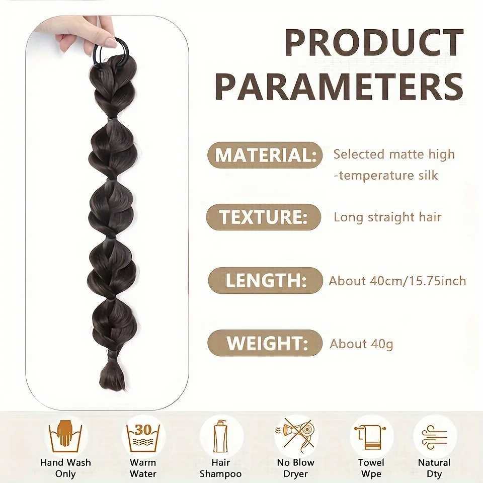 OLACARE Synthetic Bubble Twisted Ponytail High Elasticity Wig Female Hair Side Natural Lantern Braid Black House Tail Hair W240817