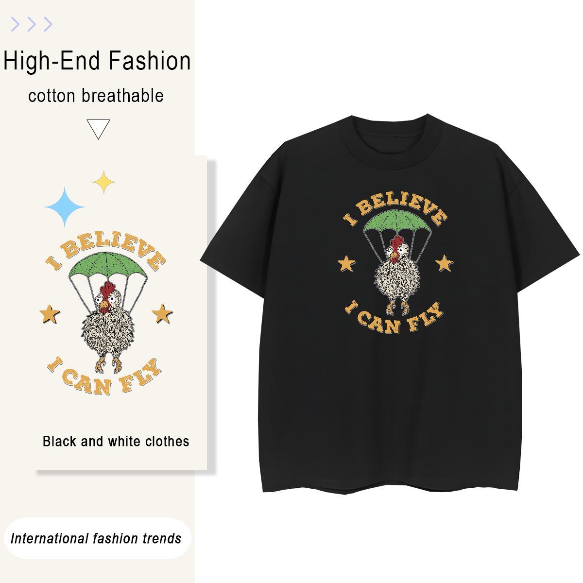 Fashion Casual Womens Tshirts Sports Street Wear Short Sleeve O-Neck Tee Shirt Designer 230g Cotton chicken Cartoon Floral Printing Woman T Shirts