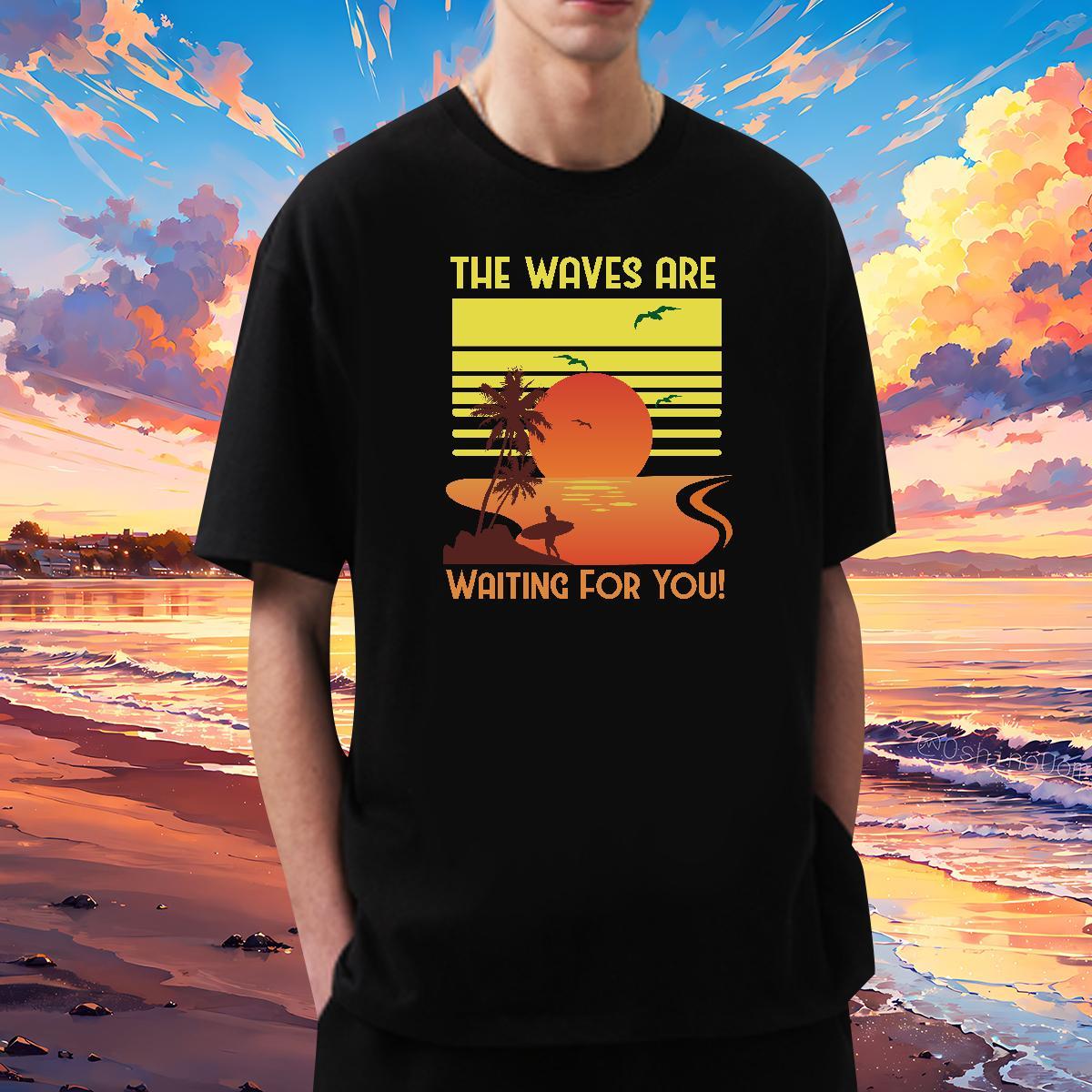 Comfortable beach 230g Pure Cotton Men Clothes T-Shirt Daily Outfit Breathable T Shirts Men Fashion New Custom Printing Wear