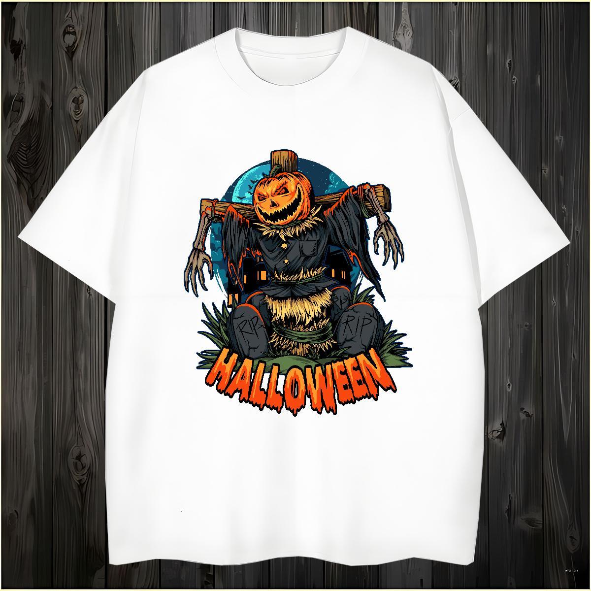 Soft Men T Shirts pumpkin O Neck Short Sleeves Street DIY 230g Pure Cotton Men Tshirts Fashion Design Tops Shirt