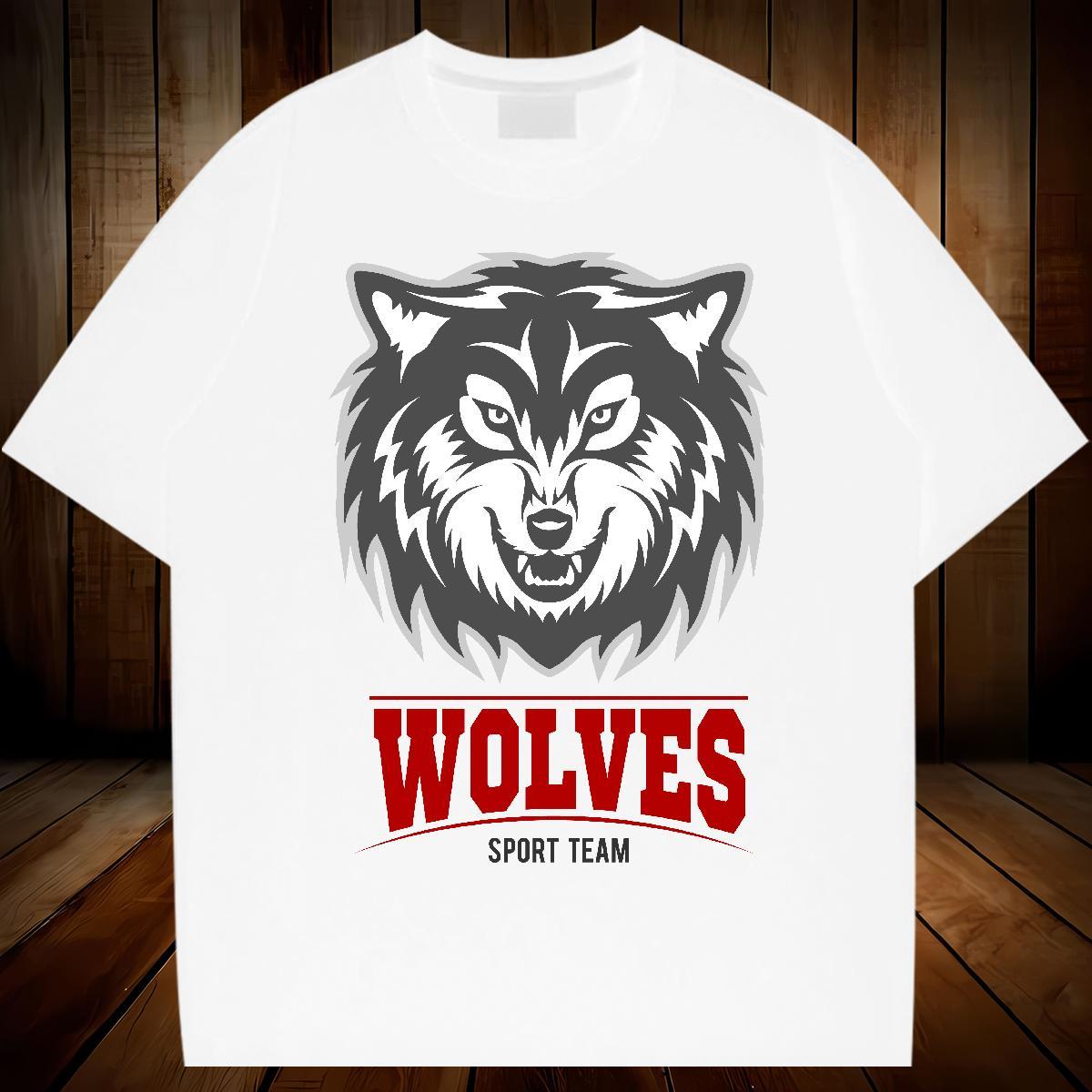 Popular Men T Shirts wolf O Neck Short Sleeves Daily Outfit DIY Anime 230g 100% Cotton Men Tees Factory Direct Clothings