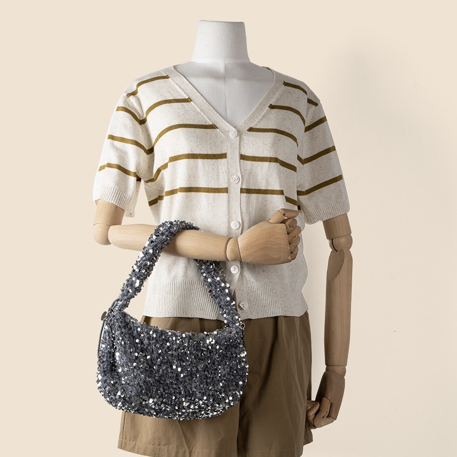 Fashion colored sequin crossbody bag for women in summer, blingbling shoulder bag, niche personality drawstring handbag