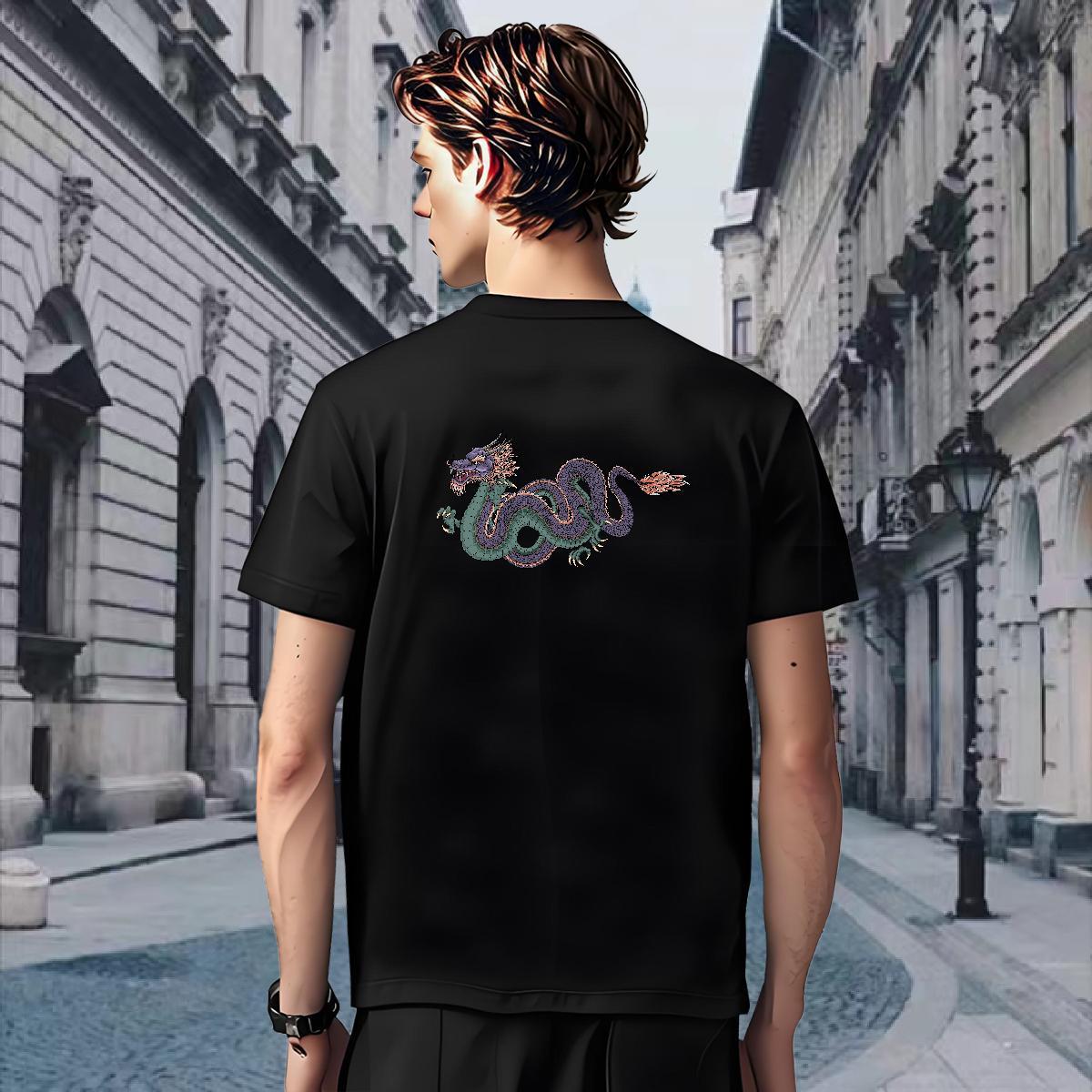 T Shirts Men 230g 100% Cotton dragon Hip Hop Street Breathable Soft DIY Printed Mens Tshirts 2024 DIY Unisex Clothes