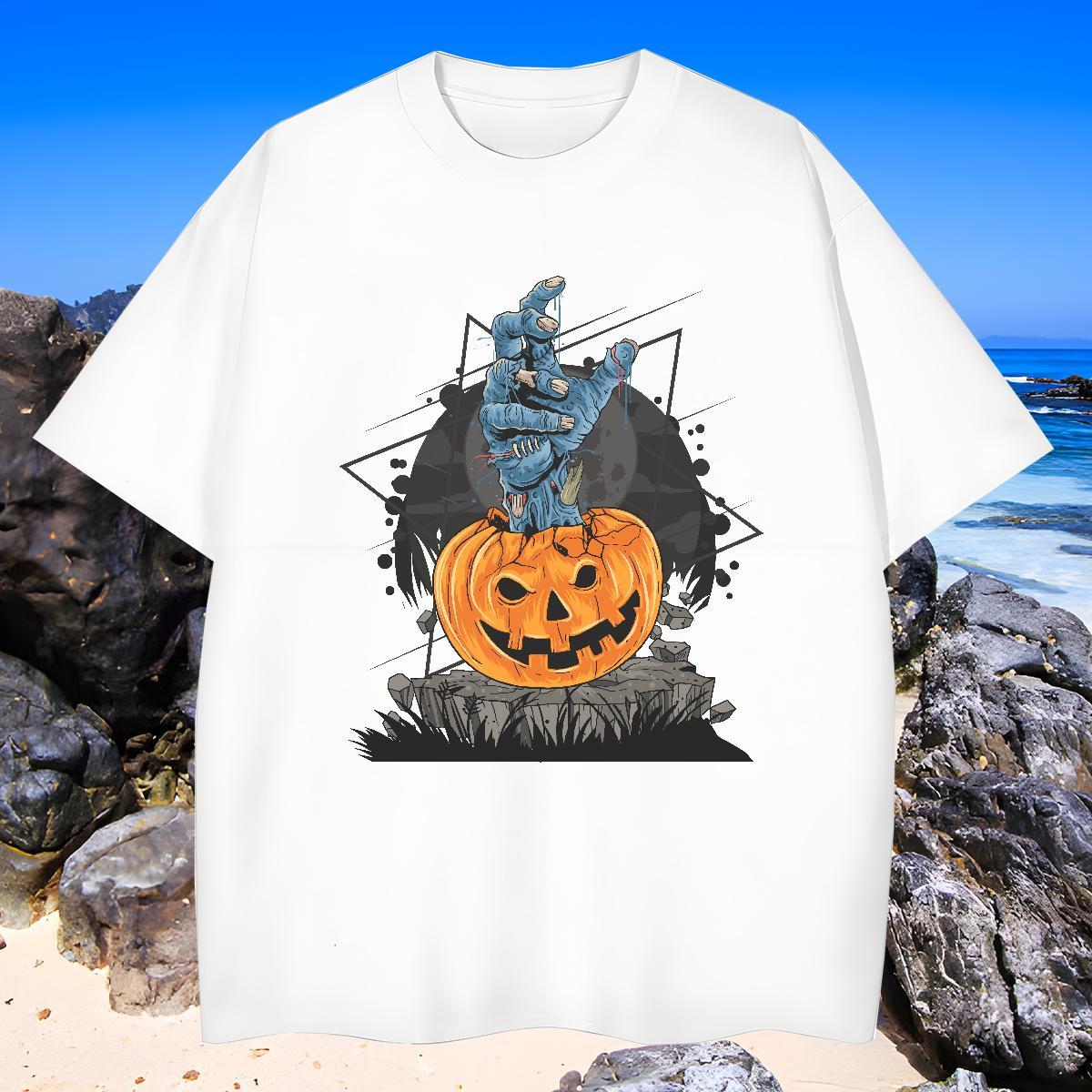Soft T-Shirts halloween Breathable Short Sleeve Casual Oversized 230g 100% Cotton Men Tshirts New Arrival Clothes