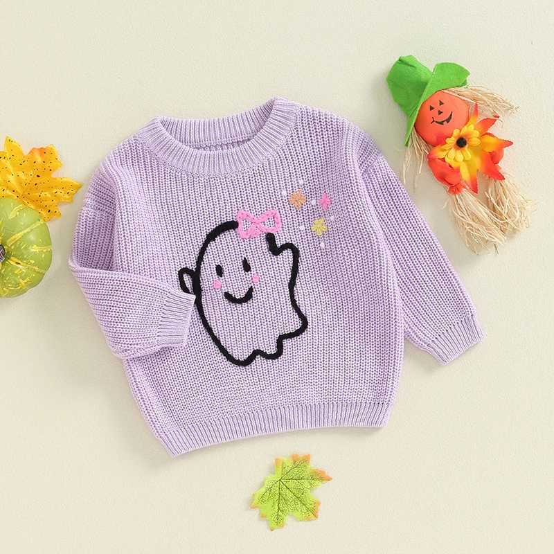 FOCUSNORM 0-3 Cute Baby Boys and Girls Halloween Sweater Long Sleeve Ghost/Skull Embroidery Childrens Sports Shirt Top W240820
