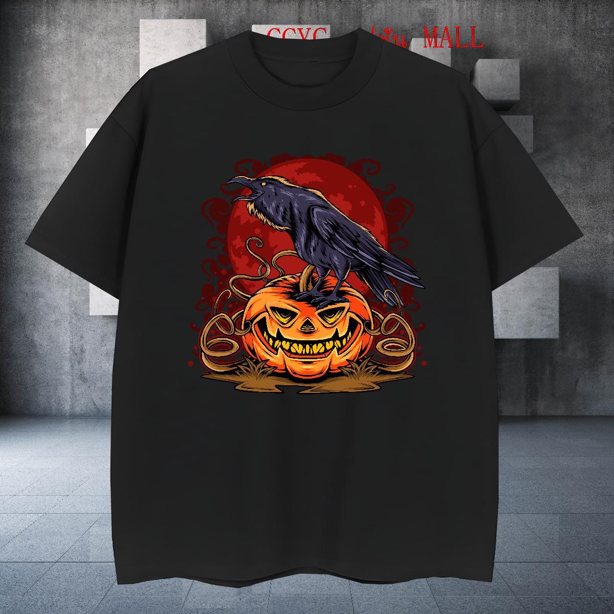 New Arrival Couples T Shirts pumpkin Sport 230g Cotton Tee Shirt O Neck Short Sleeves Loose T shirt Black White