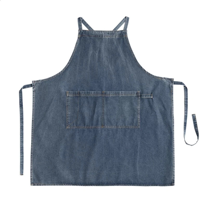 Denim Apron Cotton Korean Canvas Antifouling Home Cleaning Kitchen Cooking Work Clothes Barber Apron Leisure Gardening Baking 240819