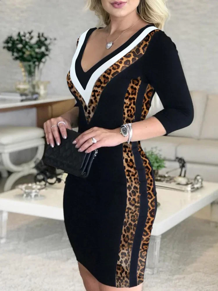 Contrast Color Striped Tape Bodycon Dress Women Sexy V Neck Long Sleeve Party summer Dress 240819