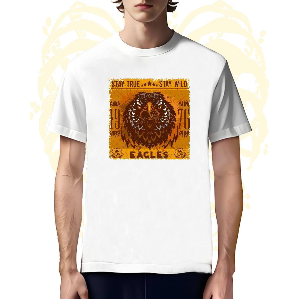 Loose T Shirts Men eagle Breathable Beach White Plus Size 230g 100% Cotton Men Tees New Tops Shirt