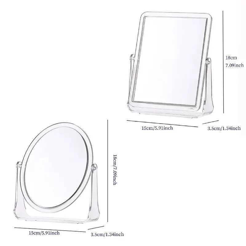 Double Sided Makeup Vanity Mirror With Stand 360 Swivel Clear Beauty Make Up Mirror Cosmetic Table Desk Mirror Bedroom Y240819