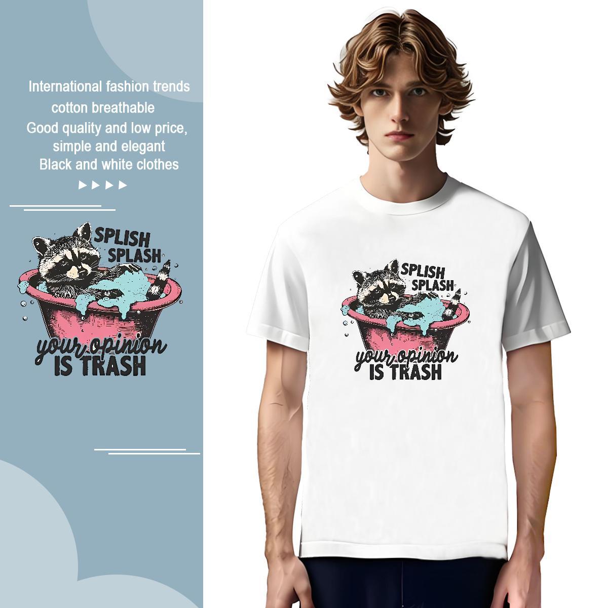 Loose T shirt animals Short Sleeve O-Neck Daily Outfit Oversized 4XL 230g Cotton Men Tops Tees Free Shipping Wear
