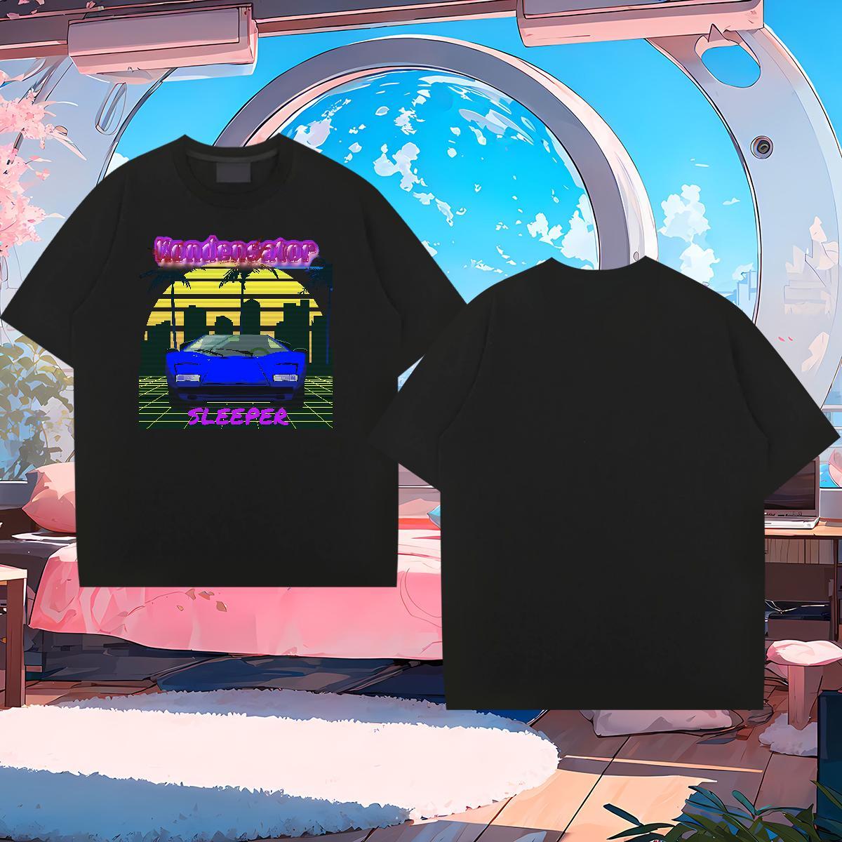 Designer car 230g 100% Cotton Mens Tshirts Home Outdoor Breathable Short Sleeve Mens T Shirts 2024 Summer Cartoon Printing L-4XL Tee Shirt