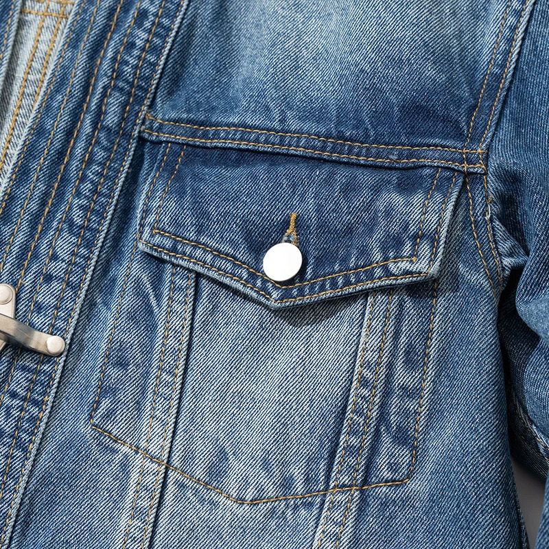 Men Metal Airplane Buckle Loose Casual Japanese Streetwear Fashion Vintage Denim Cargo Kimono Jacket Women Jeans Coat Outerwear 240819