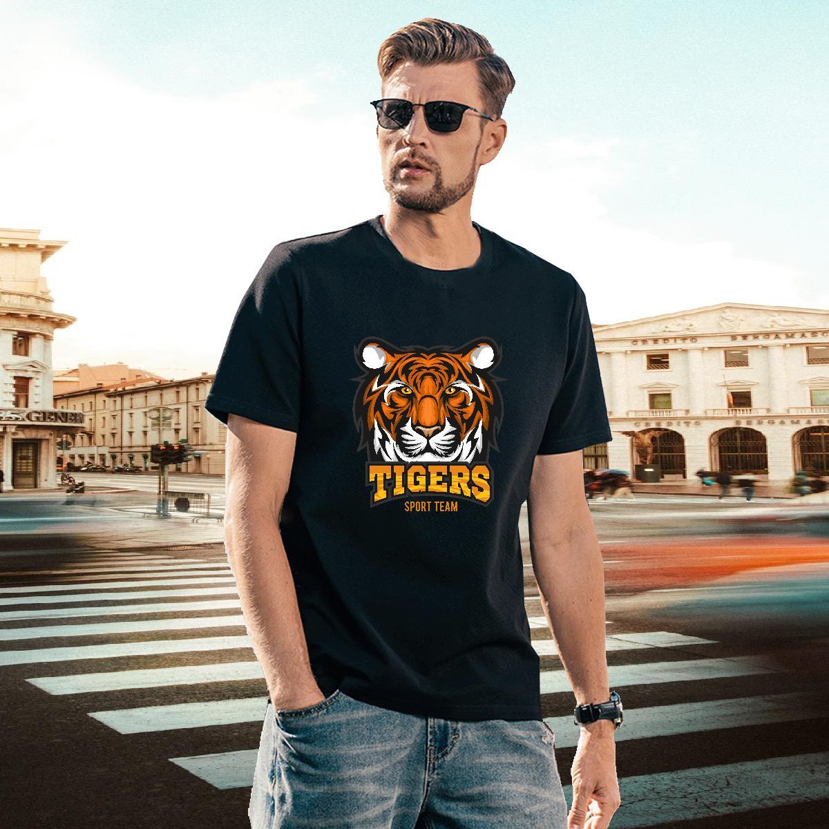 Cool Design Mens T Shirts tiger Short Sleeve O-Neck Hip Hop Street Plus Size Cartoon 100% Cotton 230g Men Tshirts New Top Tees